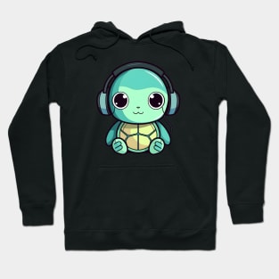 Green Turtle with Headphones Hoodie